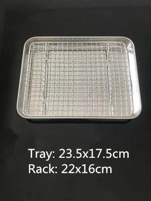 Baking tray With Wire Rack 304 Stainless Steel cake Baking BBQ Pan Tray plate Oven brownie Rack Cooking Roasting Grilling Tool