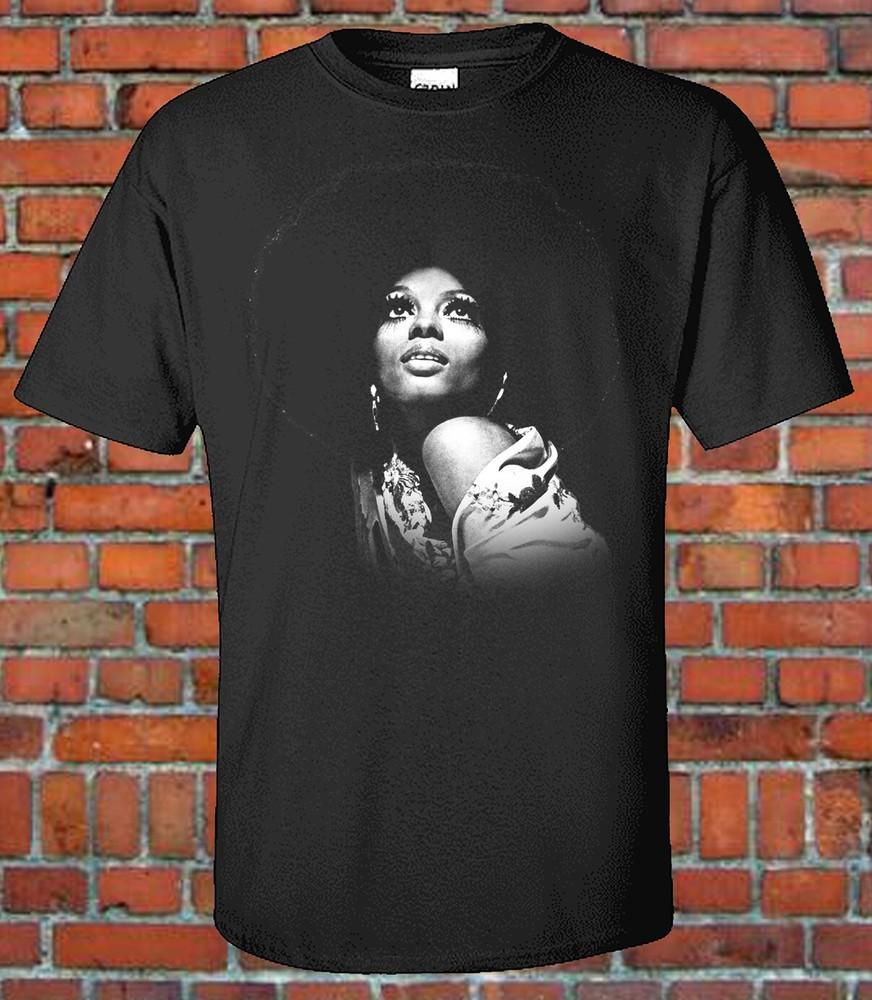 Diana Ross AFRO Classic RB singer Graphic Black and White Image T-Shirt