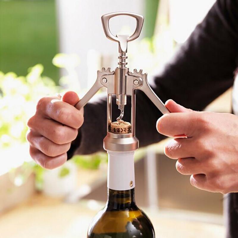 1PC Portable Stainless Steel Red Wine Opener Wing Type Metal Corkscrew Bottle Openers Corkscrews Wine Cork Remover