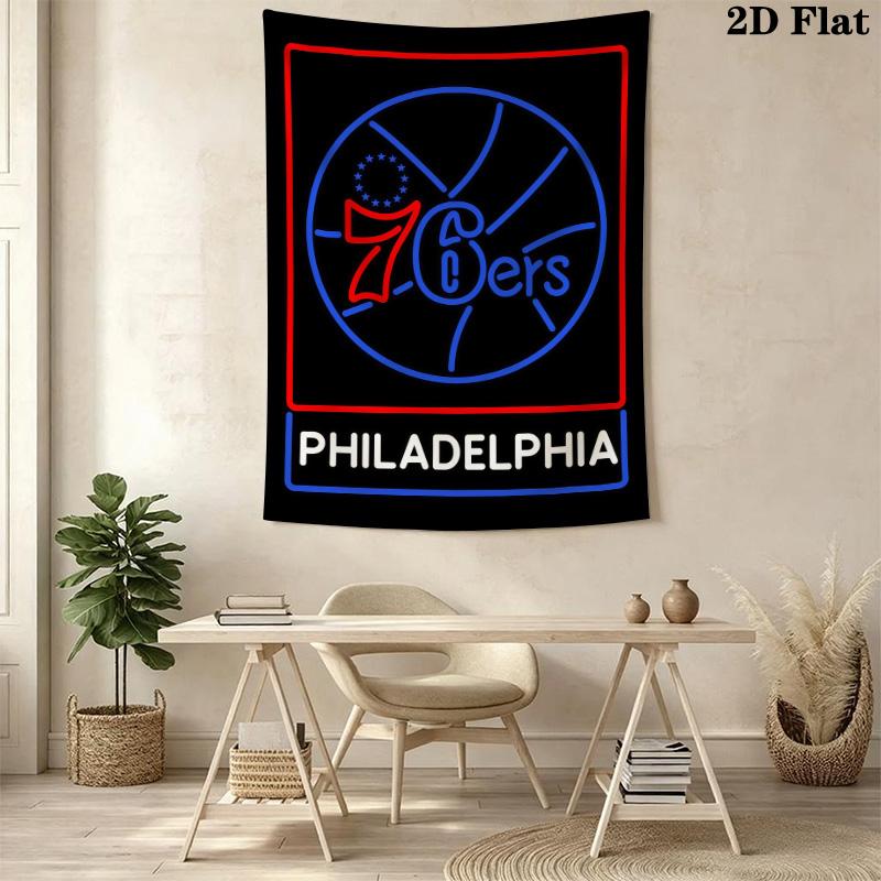 Sixers Logo Blue Background Bedding 1 Duvet Cover 2 Pillowcase Without Core Christmas Birthday Gift Duvet Cover And Pillowcase