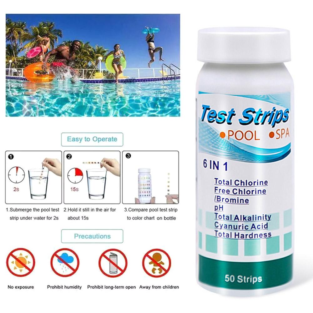 50 Strips Multipurpose Swimming Pool PH Precise Test Paper PH Value Test Kits For Residual Chlorine, Free Fhlorine, Nitrate