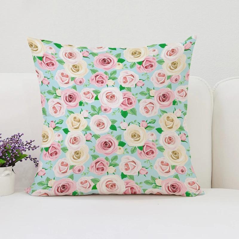 

Декор для дома Розы Цветы Наволочка 45*45 Декоративная наволочка для подушки для гостиной Подушки 45x45 Чехлы для подушек Наволочки для кроватных подушек 12x12Inch