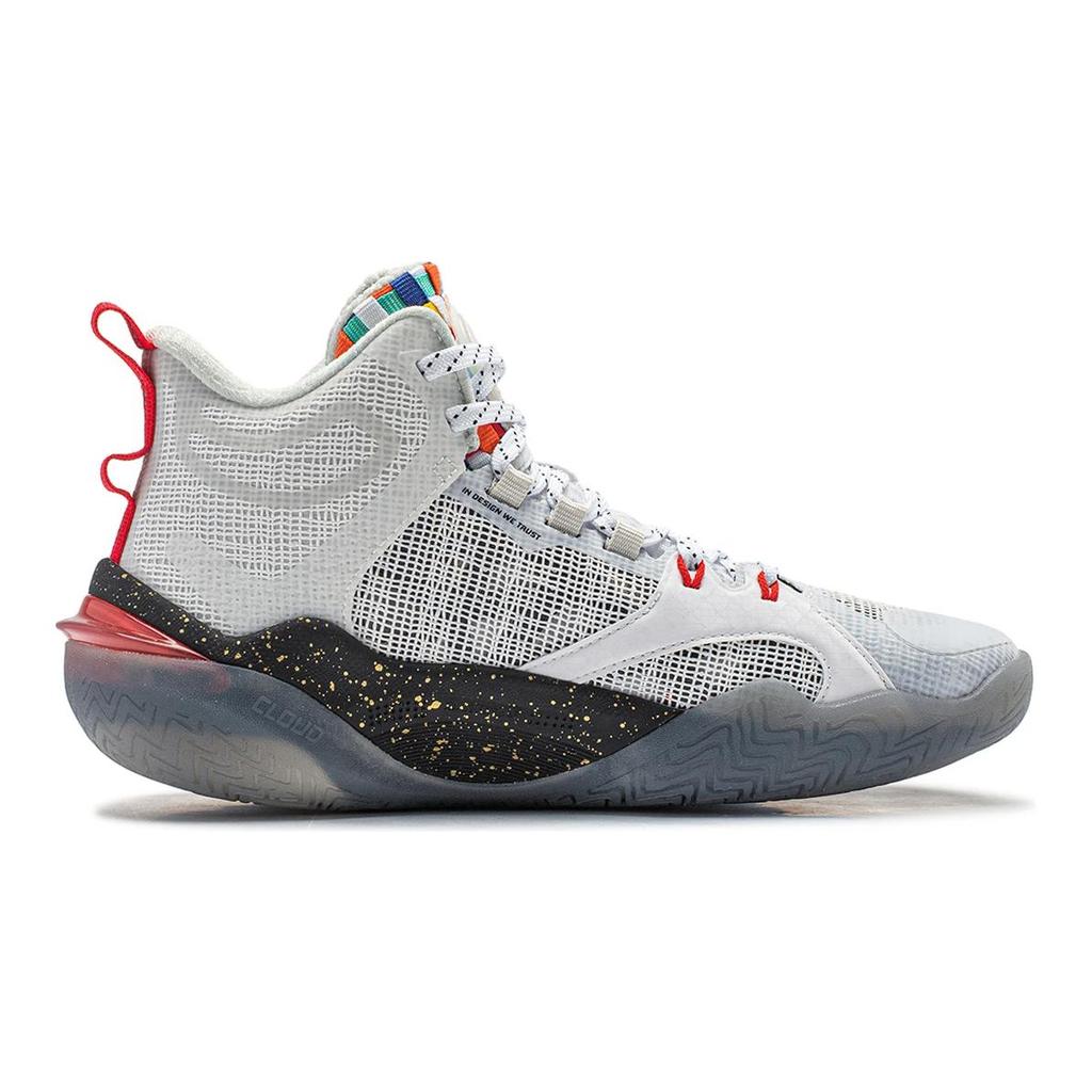 Li Ning Childrens Pioneer Premium 3 V3 Comfortable Sports Breathable Low-Top Basketball Shoes Kids Sneaker White Red YKBU036-1