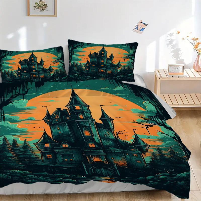 3pcs Bedding Set Castle Moonlight Includes 1 Comforter + 2 Pillowcases, Without Pillow Inserts, Soft Comfortable, Lightweight Breathable101