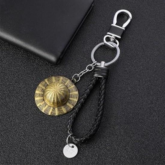 3D Alloy Keychain Devil Fruit Straw Hat Bag Charm Character Metal Popular Anime Goods Decoration Gift Collection Moe Stylish Birthday Present (style