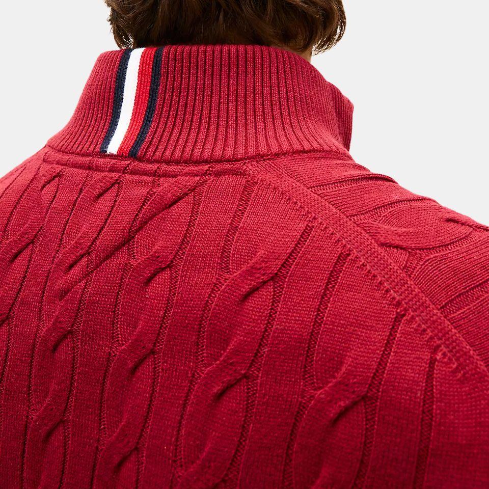 Tommy Hilfiger Cable Knit Texture Half-Zip High Neck Design Comfortable Versatile Fashion Pullover Sweater Men Sweater XM05669-XJS