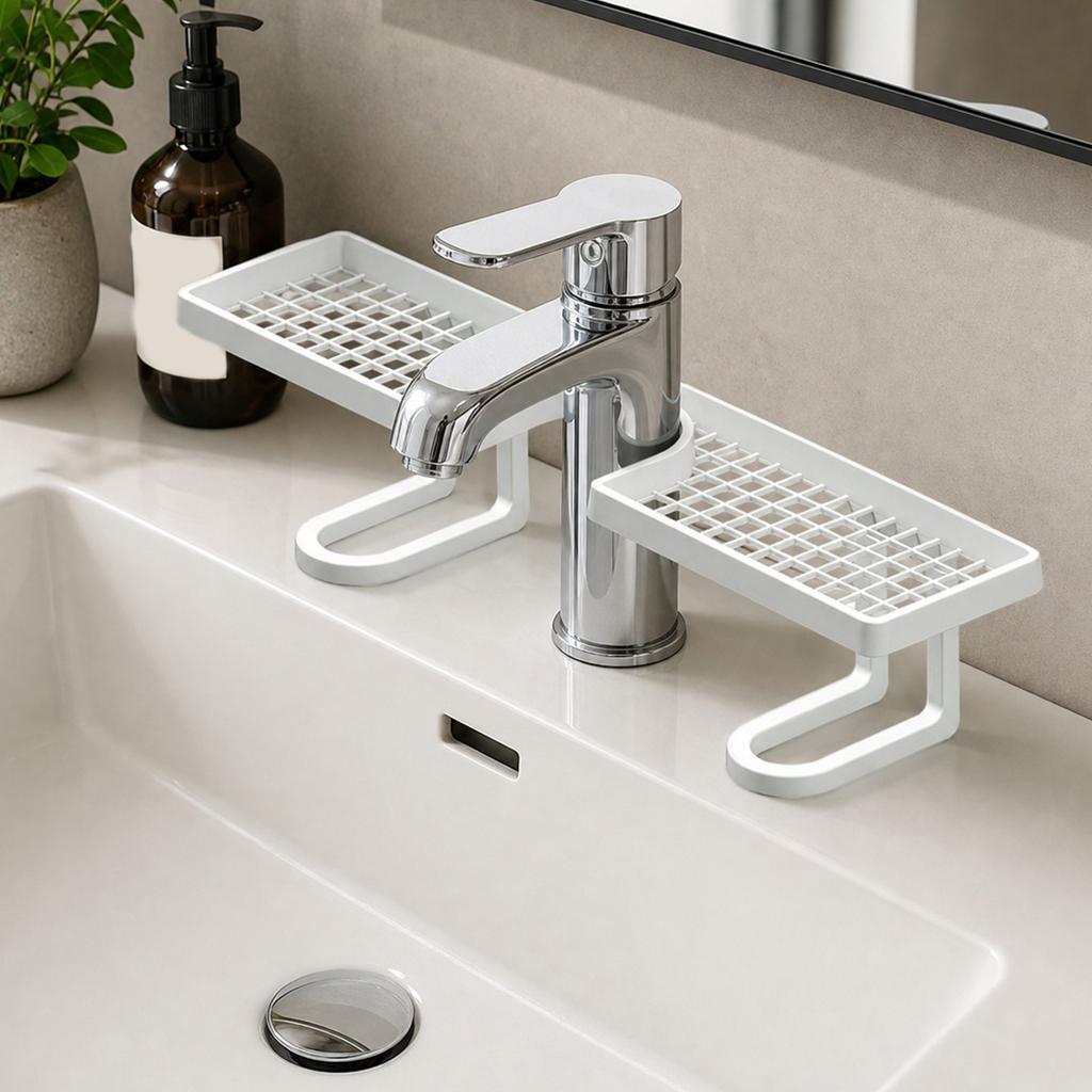 Bathroom Countertop Organizer Space-Saving Free Standing Faucet Storage Shelf Countertop Draining Stand for Kitchen & Bathroom