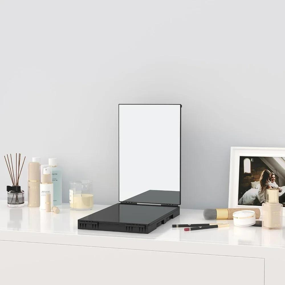 LED Lights 3 Way Mirror for Self Hair CuttingRechargeable 360° Mirror with Self Haircut Mirror with Height Adjustable Hooks,