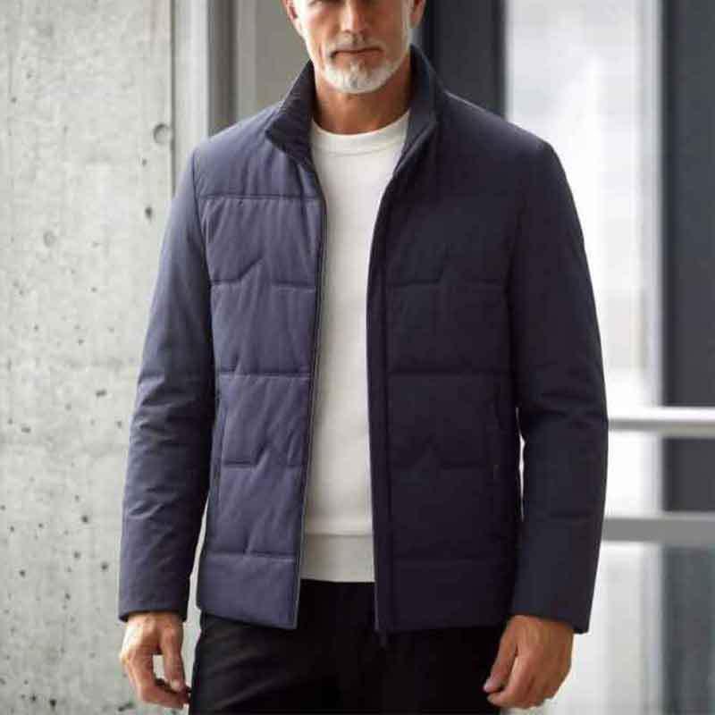 2026 Winter Stand Collar Cotton Padded Jacket Elderly Men Business Casual Solid Color Thick Warm Coat