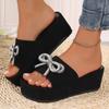 Fashion Summer new women's thick soled open toed slippers bow decoration 2025 Fashionable and stylish women's slippers