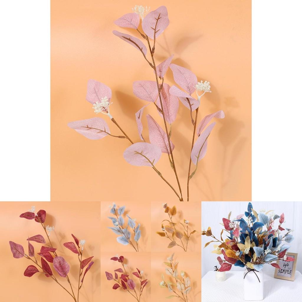 Faux Eucalyptus Stems With Apple Leaves Silk Floral Arrangement For Home Decor