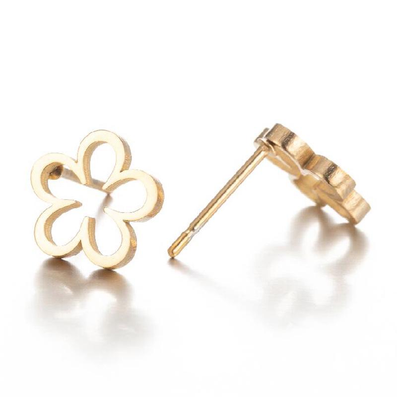 Japanese Korean Hollow Flower Stainless Steel Cartilage Ear Studs - Versatile and Elegant Earrings