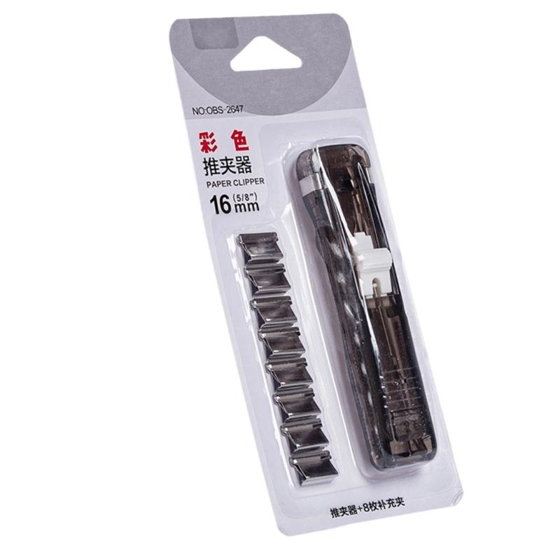 Manual Plastic Paper Clamp Dispenser with 8 Metal File Cllip Refills For Efficient Paper Archival Document Management
