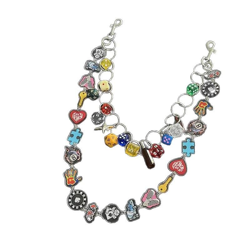 26 Dopamine Acrylic Dice Y2K Sweet Cool Double Waist Chain Trendy Street Trouser Chain