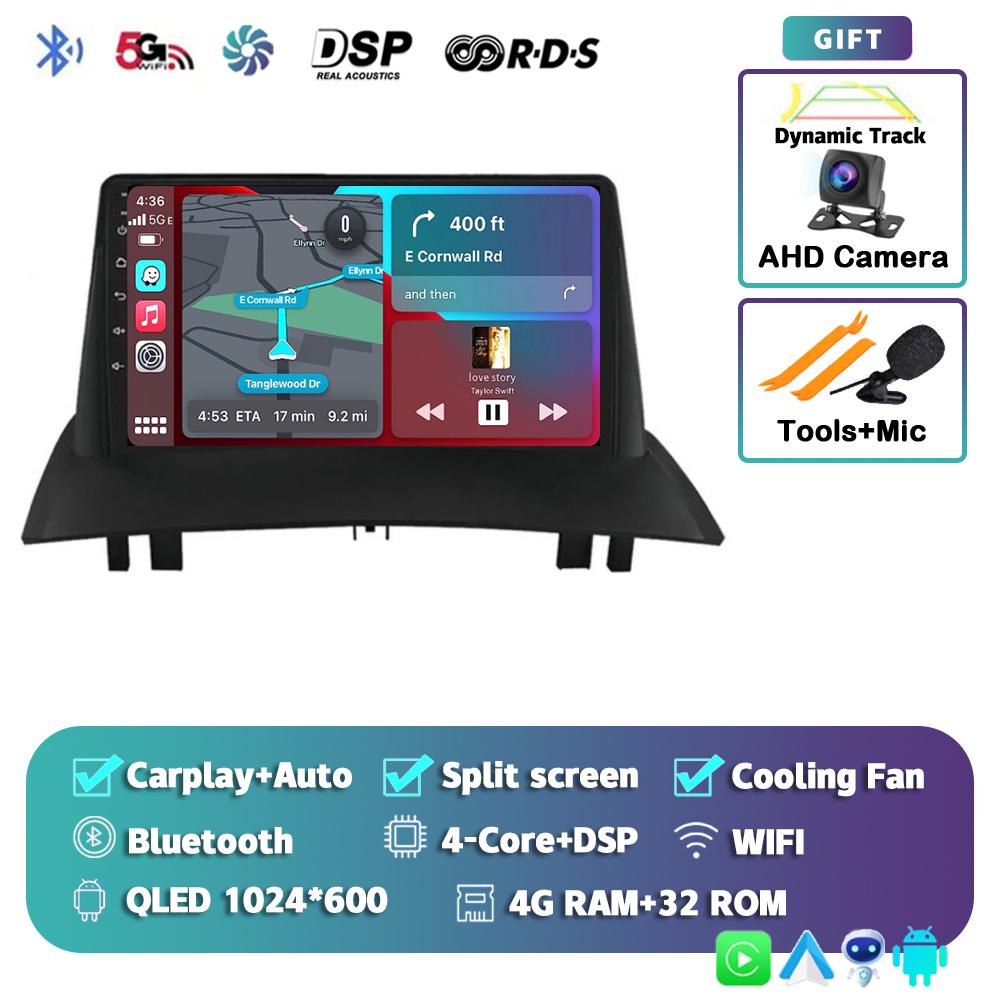 Android 14 Carplay Auto Car Radio For Renault Megane 2 2002 - 2006 2007 2008 2009 Multimedia Player Stereo GPS DSP WIFI+4G Video