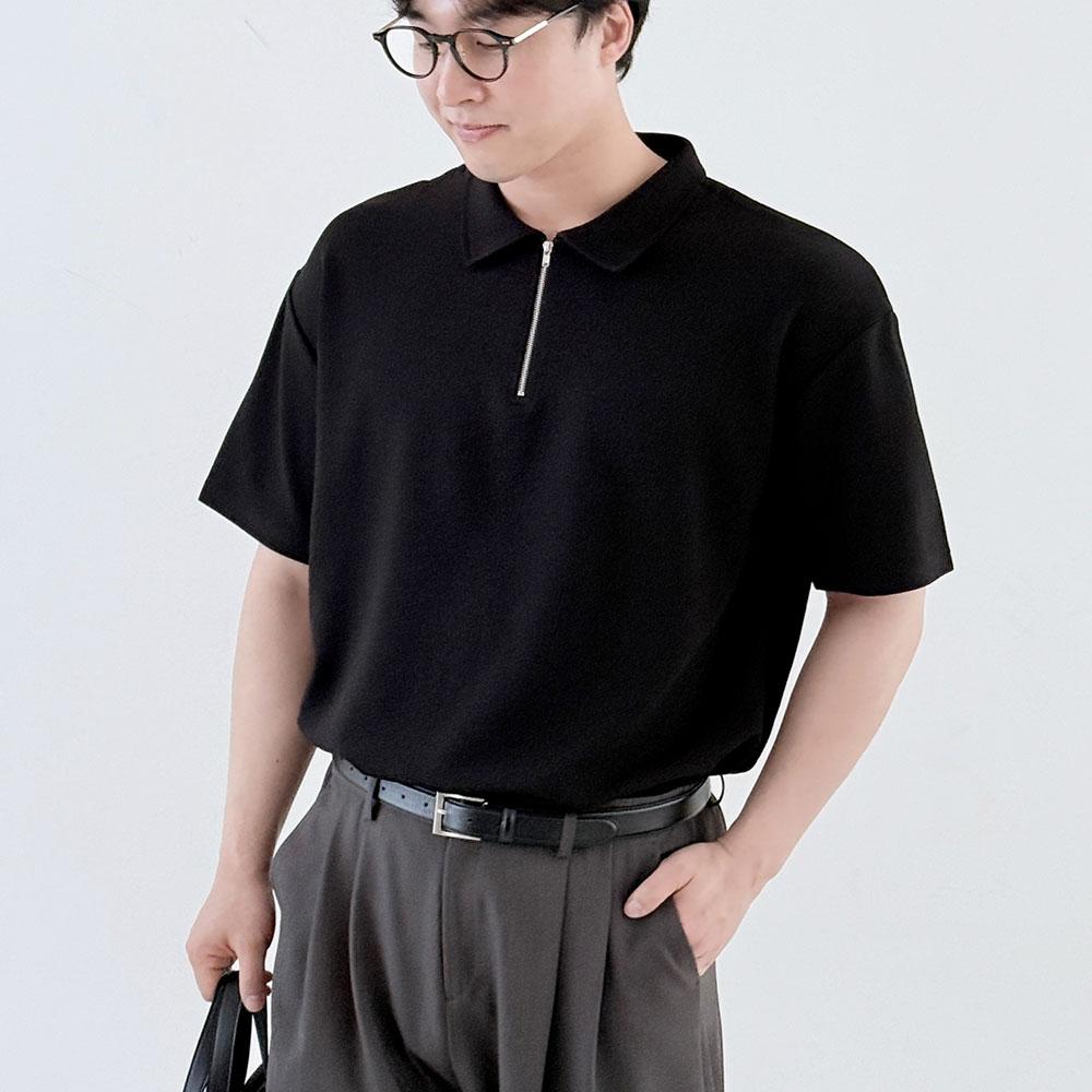 BYMONO [Big Sizes Xl-6Xl] Mono Cool Zipper Collar Short Sleeve Tee