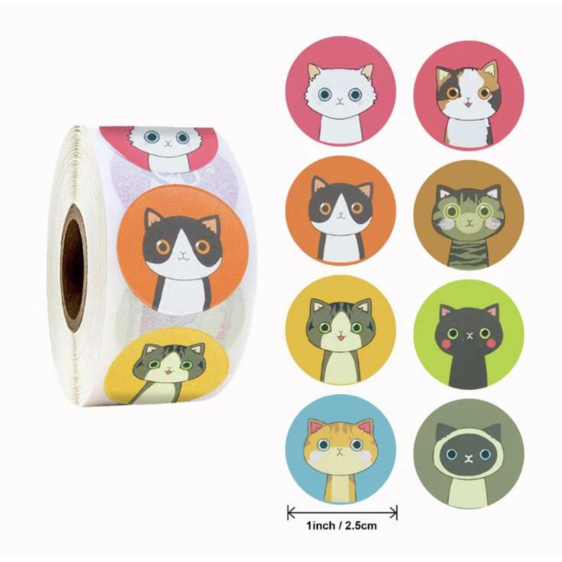 500sheets/roll Student Stationery Stickers Rolling Animal Roll Stickers Cute Sticker Kids DIY Gift Sealing Label Decoration TMZ
