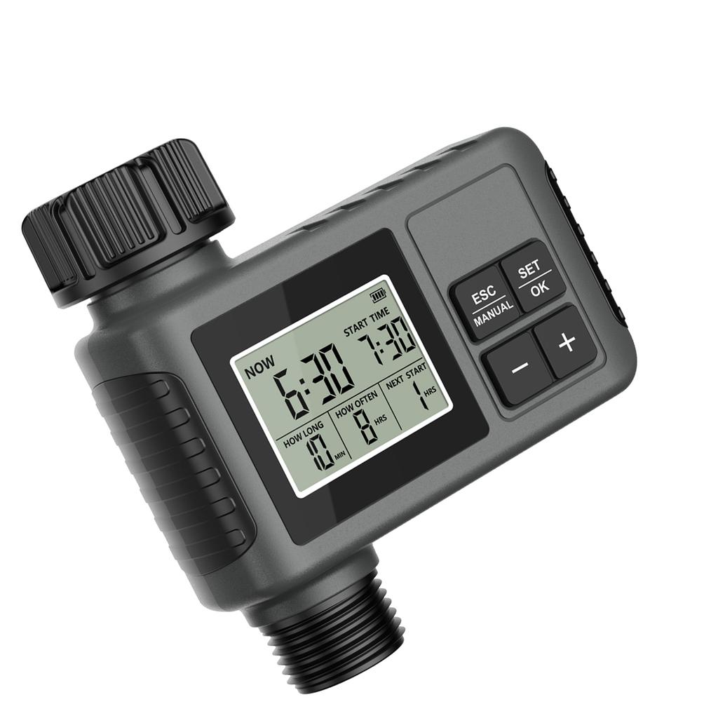 Garden Irrigation Timer Single Outlet Water Timer with Rain Delay Function Programmable Automatic Sprinkler Timer Large Screen IPX5 Rainproof for Lawn