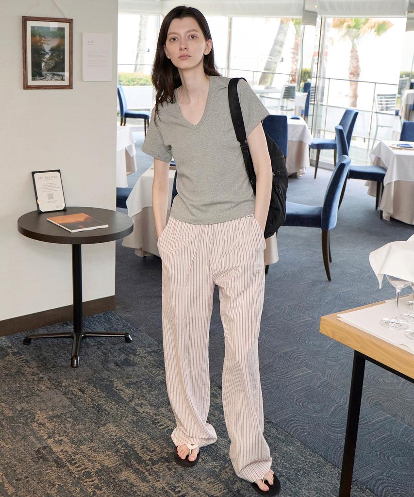 Leuba Light Washed Stripe Pants - Pink Stripe