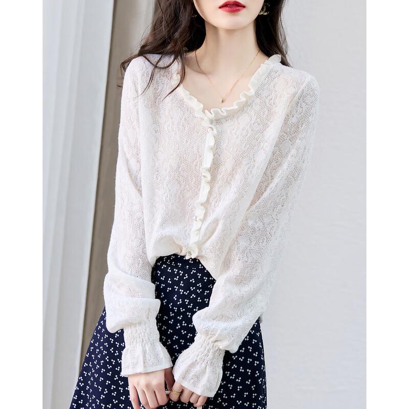 Demana Women's V-Neck Jacquard Knit Pullover