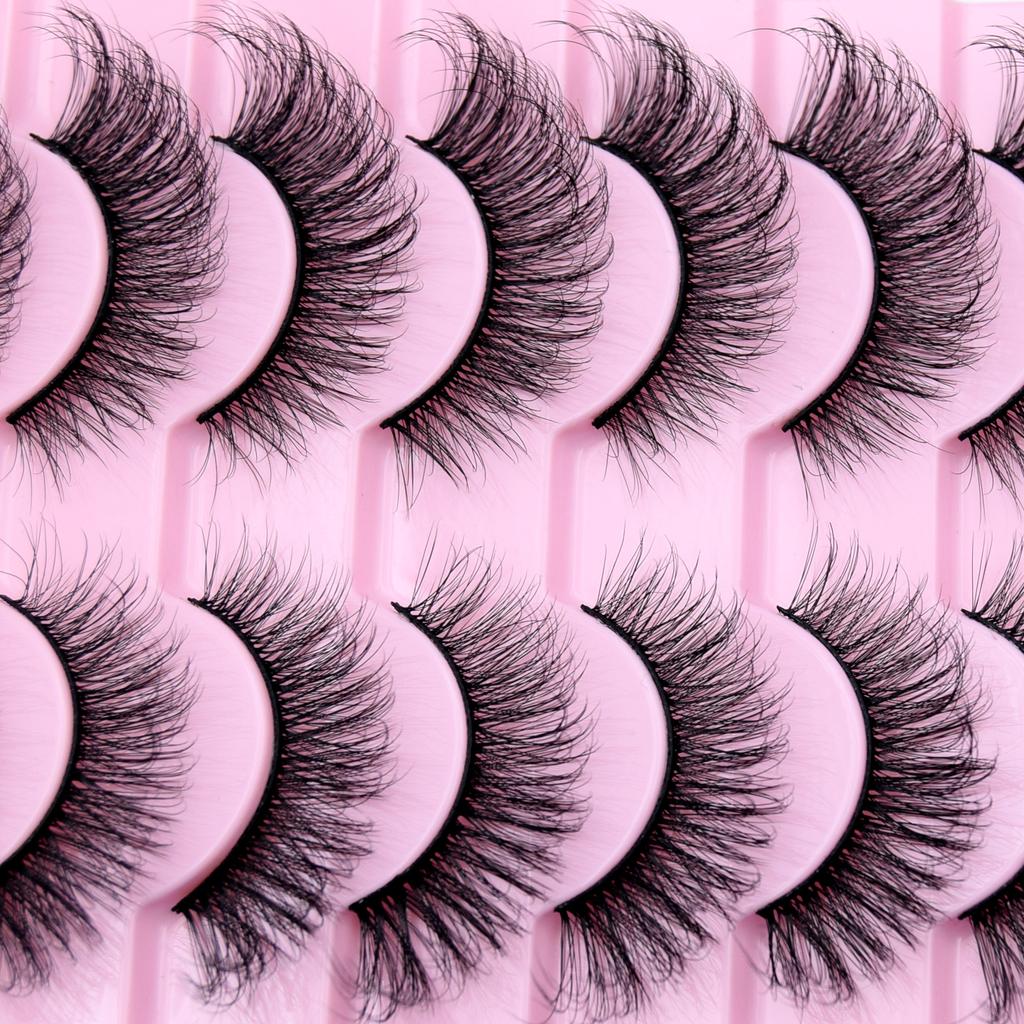 10 Pairs Eyelashes Natural Long 3D Mink Lashes Fluffy Volume Mink False Eyelashes Cruelty Free Wispy Lashes Makeup
