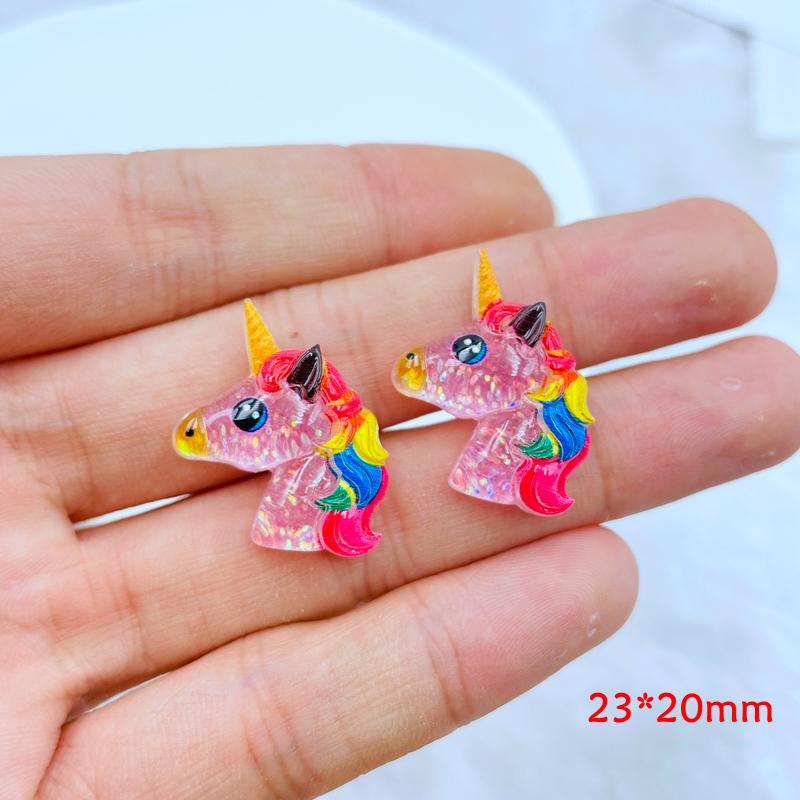 20/10 Pcs New Cute Resin Cartoon Unicorn Flat Back Cabochon Scrapbook Kawaii Diy Embellishments Charm Decorate Accessories A86