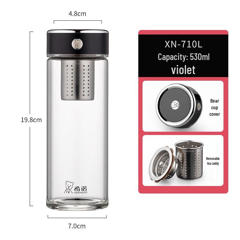 

Heenoor Portable Tea Infuser Glass Bottle, 530ml