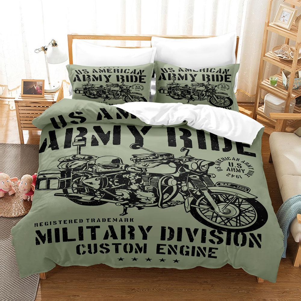Vintage Harley Serie Neue Bettwäsche Studentenwohnheim Dreiteiliges Set