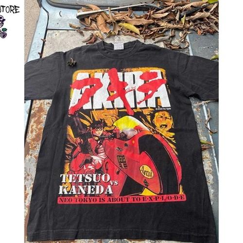 Akira Anime Rare 90's Moive Black Retro Unisex T-shirt Reprint   Casual and Comfortable Summer Cotton