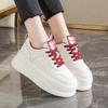 Fashion Pu Leather Thick Bottom Sneakers Women 2025 Breathable Platform Vulcanised Shoes Woman Womens All Match Lace Up Casual Sneakers