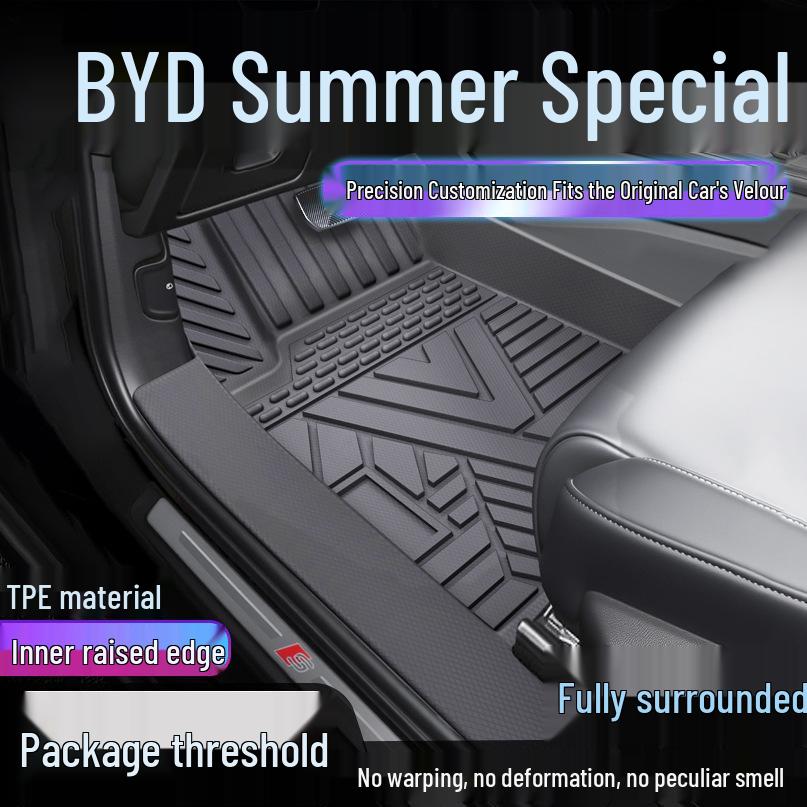 BYD Xia TPE Waterproof Full Surround Car Foot Mats with Door Sill Cover Single Layer Upgraded TPE Mat