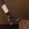 Krazing Pot Flock Cow Skin Square Toe Thick Heels Chelsea Boots Size 42 Beauty Lady Women Modern Fashion Girl Ankle Boots