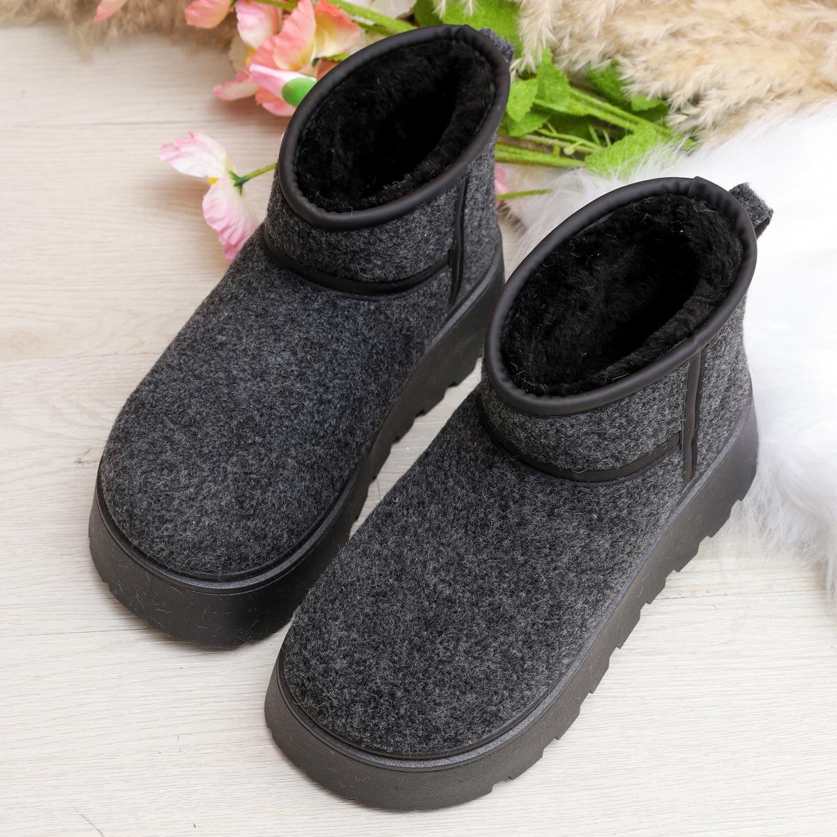 

Женские хлопковые ботинки нового зимнего стиля 2025 года - Хлопковые ботинки на плоской подошве до середины икры, утепленные флисом, теплые зимние ботинки 37 серый