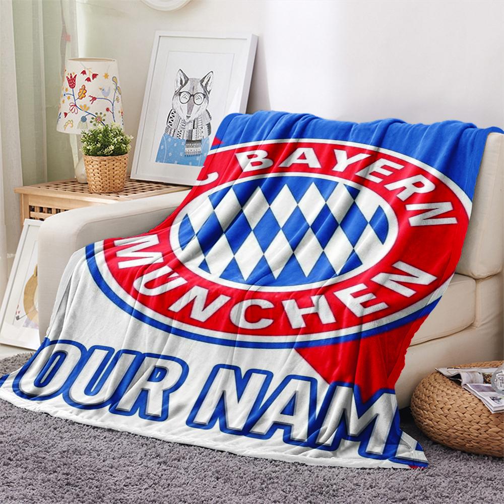 1PC Custom Name Bayern Munich Patterned Flannel Blanket Suitable For All Seasons for Home Decor Warmth and Comfort Gifts Holiday Present