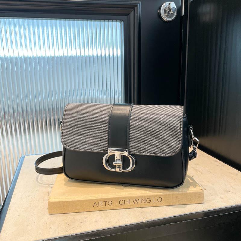 Summer simple  new trendy fashion contrasting color splicing shoulder crossbody hardware decoration small square bag women