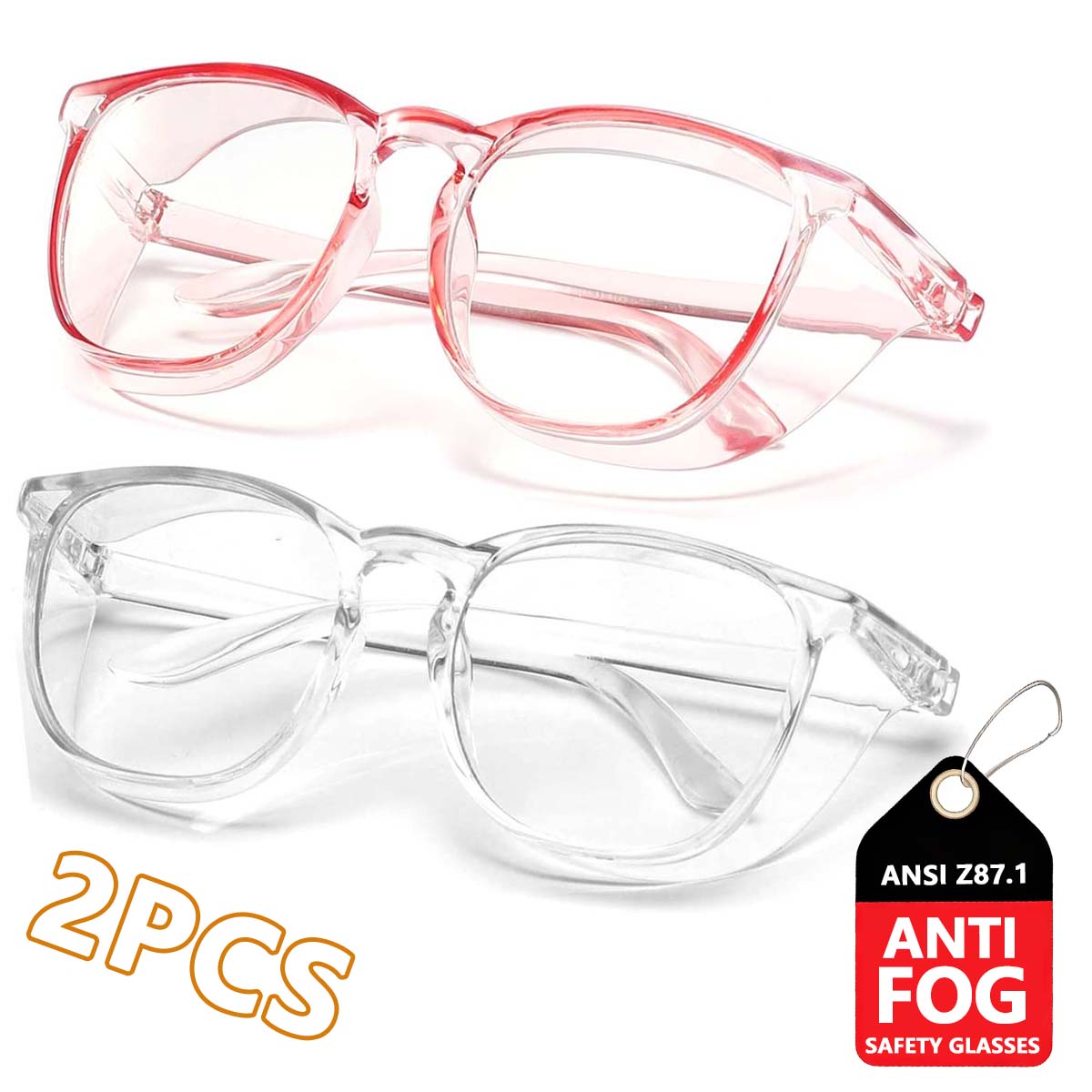 Clear Safety Glasses Women Square Anti Fog Blue Light Blocking Glasses Scratch Resistant Work Glass For Men & Nurse HM9