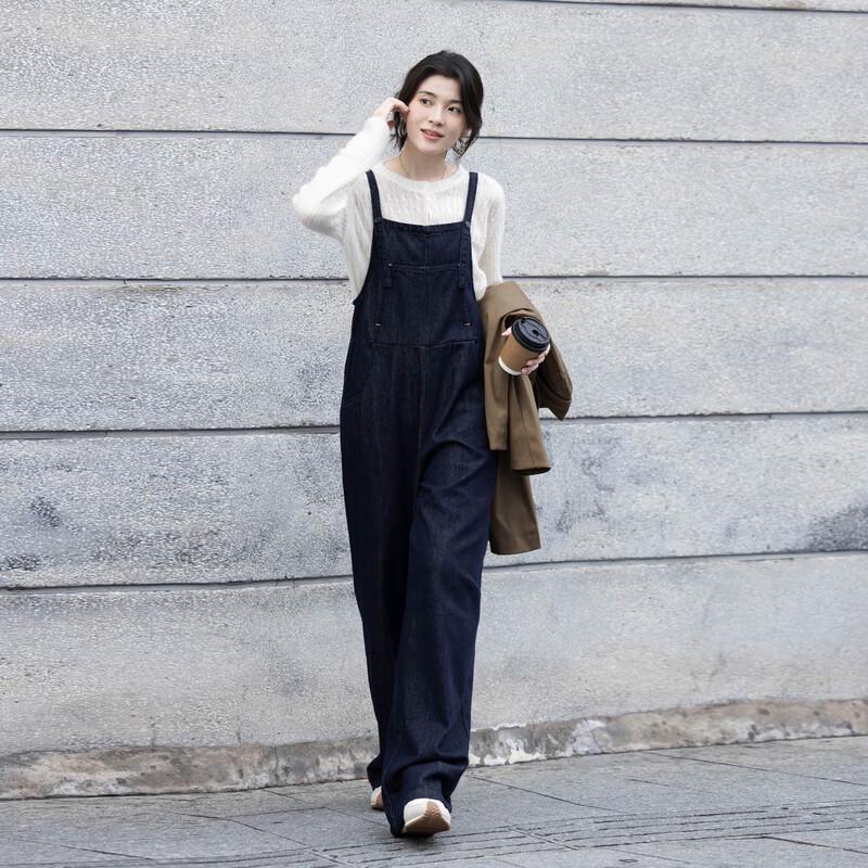 

Demana Women s Fade-Resistant Loose Straight Denim Overalls M