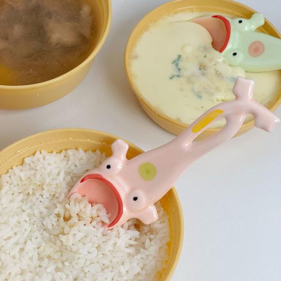 1/2Pcs Ugly Big Mouth Frog Ceramic Spoon Long Leg Frog Spoon