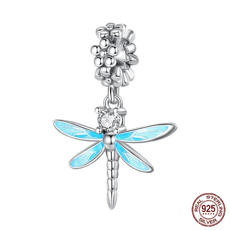 Fashion 925 Silver Colorful Butterfly Dragonfly Hummingbird Spring Series Charms Beads Fit 925 diy Bracelet Jewelry