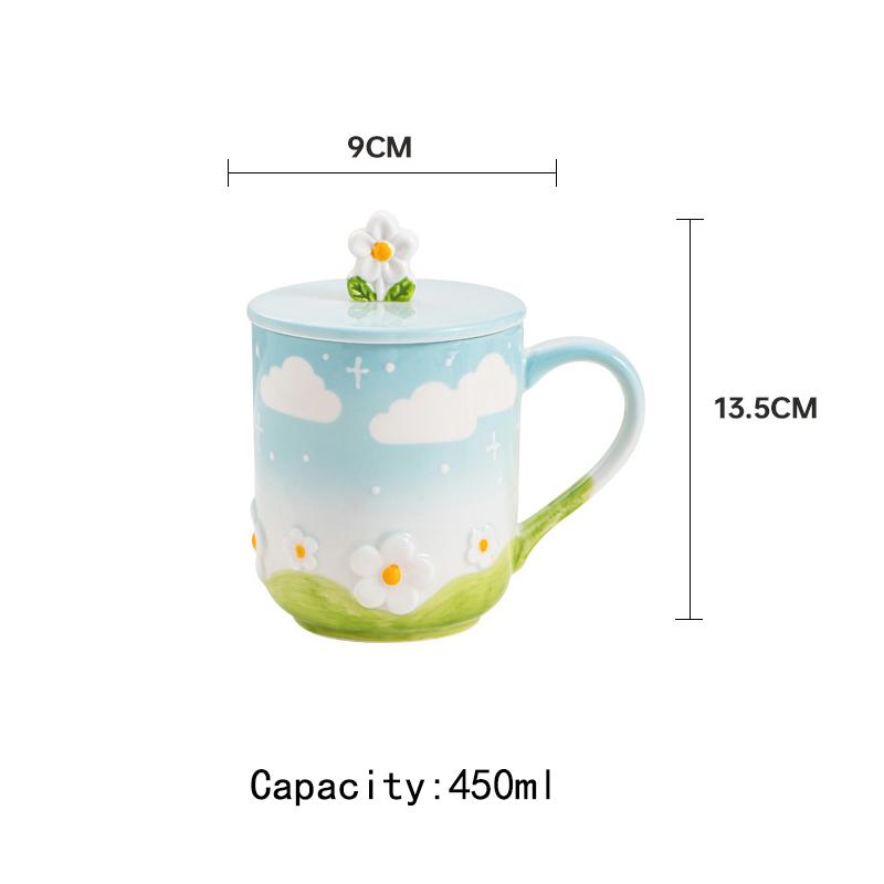 Ceramic Coffee Mug Creative Flower Cup for Office and Home Christmas Birthday Surprise for Friends Family or Flower Lovers