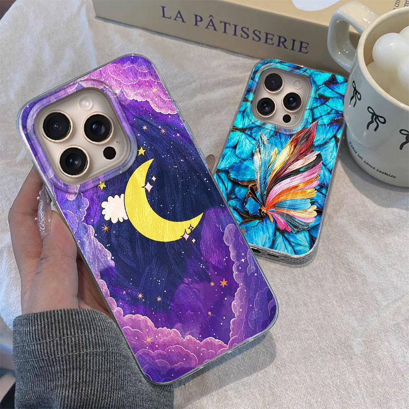 Case For IPhone 16 16 Pro Max 5G Phone Cover Graffiti New Pink Love Butterfly Knot Rose Patterns Luxury Bumper For IPhone 16