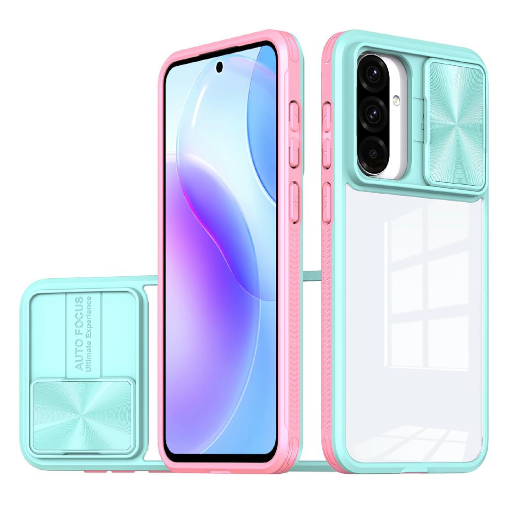 For Samsung Galaxy A56 5G Case TPU + PC Clear Phone Cover with CD-Veins Camera Lens Sliding Lid