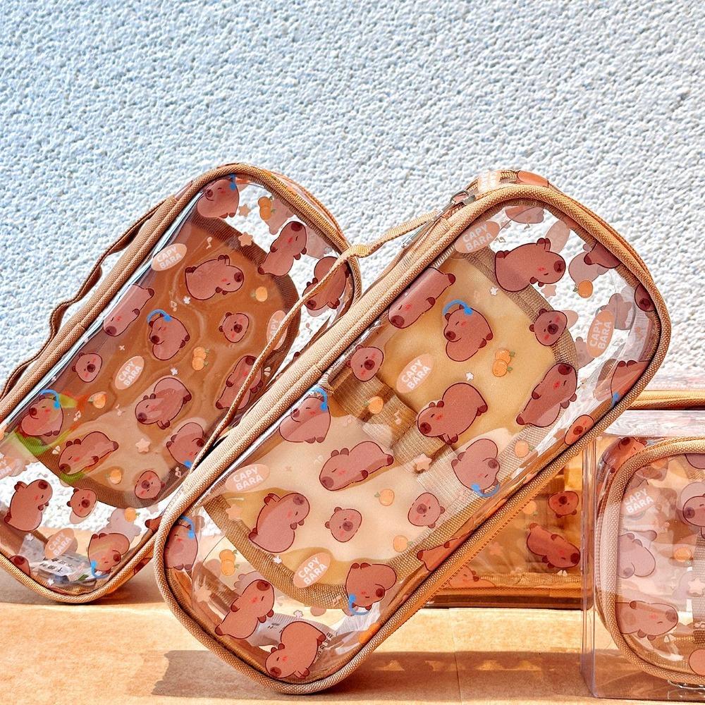 Large Capacity Capybara Pencil Case Visible Pen Box Fashion Pen Bag  School Supplies