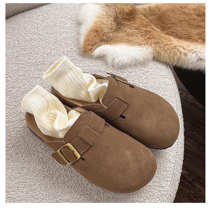 

Тапочки в стиле ретро женские летние 2024 новые полуподносы парные на толстой подошве с закрытым носком полутапочки грязеотталкивающие сандалии 39 темно-коричневого