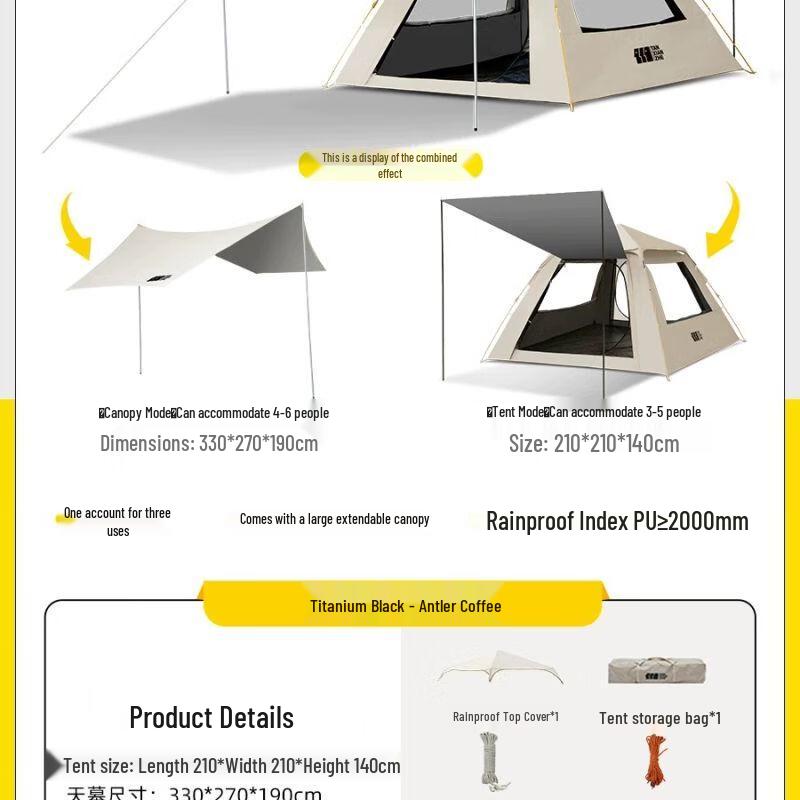 TAN XIAN ZHE Automatic Portable Camping Tent with Canopy