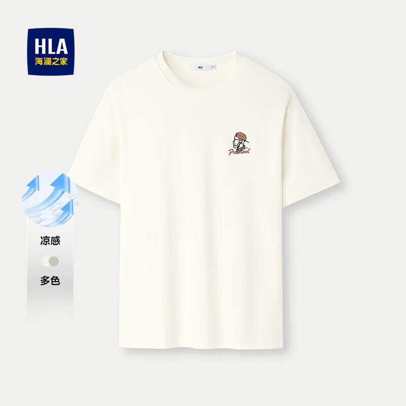 

HLA Men s Cooling Embroidered Round Neck Short Sleeve T-shirt L