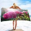 Garden Flower Quick Dry Large Beach Towel, Super Absorbent and Sand Free Pool Towel, Microfiber Portable Sports/Camping Towel