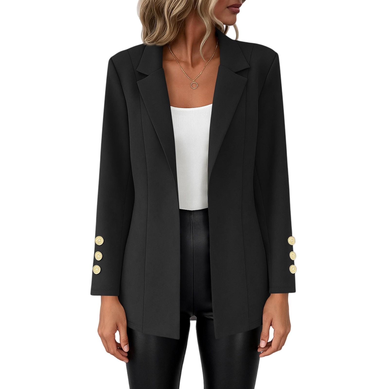 

Женский модный цветной кардиган-жакет с V-образным вырезом и длинными рукавами на пуговицах M чёрный