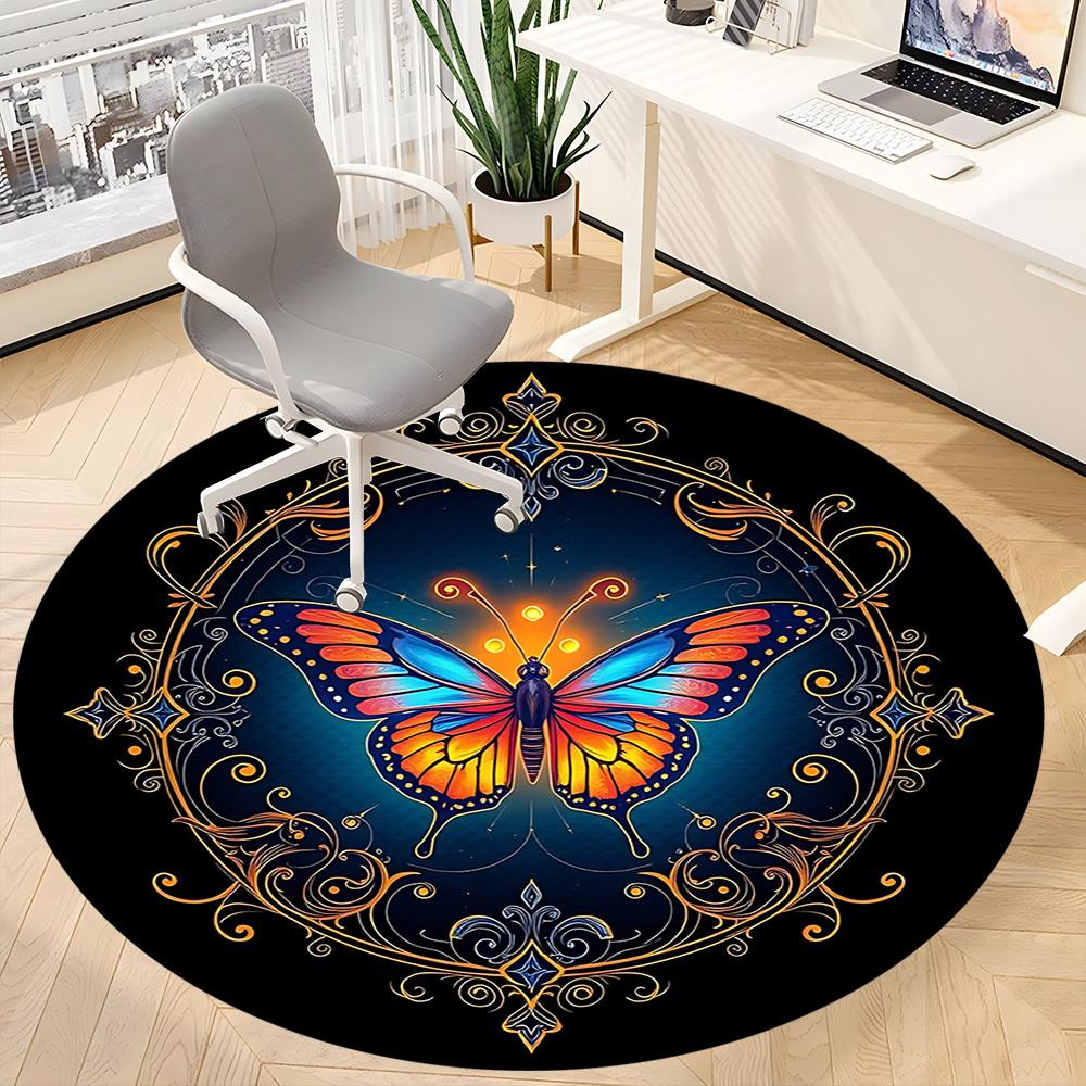 1pc Butterfly Mandala Chair Carpet for Office, Soft Flannel Throw Mat, Perfect for Office,Holiday Party Decoration Choice yy251113137