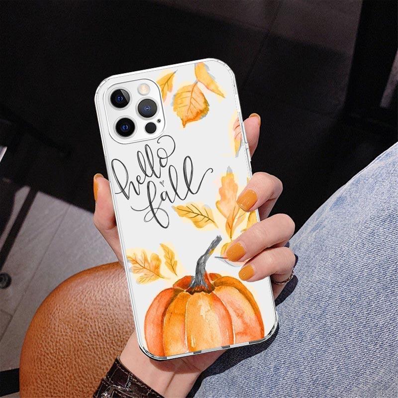 Pumpkin Happy Fall Autumn Phone Case For iPhone 17 Air 16 Pro Max 16E 15 + 14 Plus 11 12 13 Mini 7 8 SE Gift Print Cover Fundas